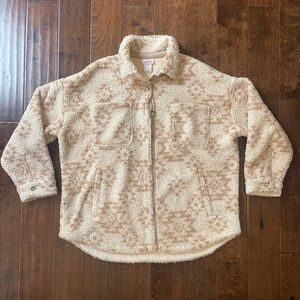ARIAT Southwestern Aztec Sherpa Shacket Shirt Jacket Natural Women's Size XL